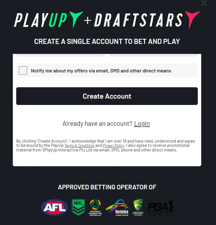 playup account creation example