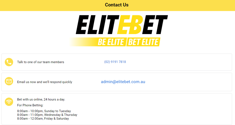 Elitebet app contact details